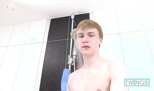 Tasty Silver-Ash-Blonde Twunk Liam Jerks And Blows A Blast In The Shower!