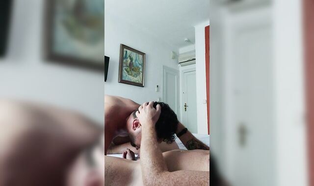 Ginger deep-inhaled in a hotel guest apartment voyeurs at the window