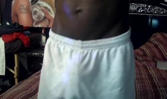 stroking that HUGE EBONY CHISEL till catching this pouch on my chest