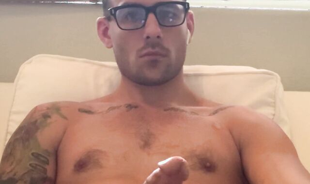 WHITE STUD Jerks His Immense Cock!