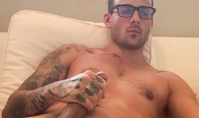 WHITE STUD Jerks His Immense Cock!