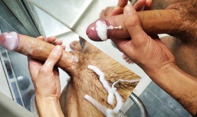 Fapping Enormous Manmeat in Shower, Testicle Tonic Baths Trouser Snake and Pumping Out on Feet