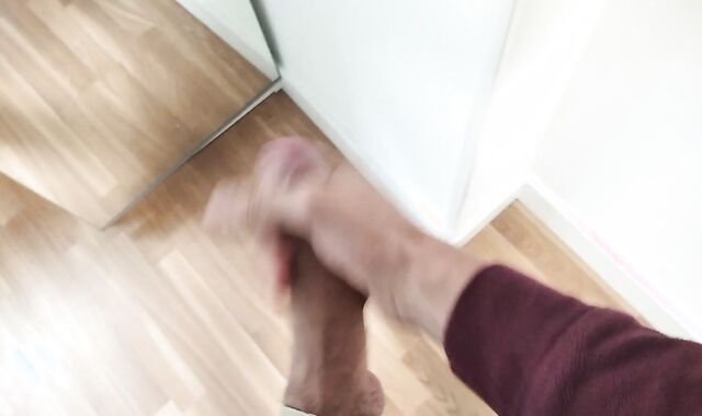 First-Timer Fellow Jacking Ginormous Beef Whistle Very Hard and Venous Before Encounter at Work