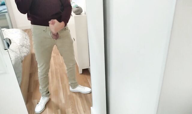 First-Timer Fellow Jacking Ginormous Beef Whistle Very Hard and Venous Before Encounter at Work