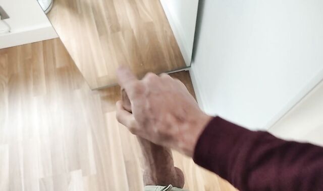 First-Timer Fellow Jacking Ginormous Beef Whistle Very Hard and Venous Before Encounter at Work