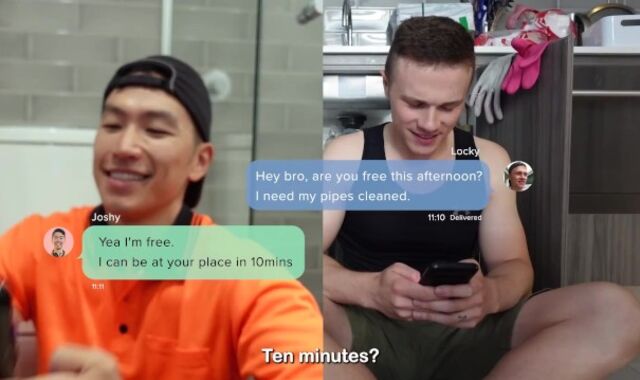 Chinese tradie helps me unclog my pipes | Asian top White bottom Rubber-Free-For-All