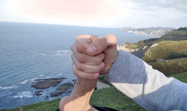 Phat Messy Pummel-Stick Gets Mitt Job In Public And Pumps Out A Bunch Of Hefty Pleasure Gel In Front Of The Beach