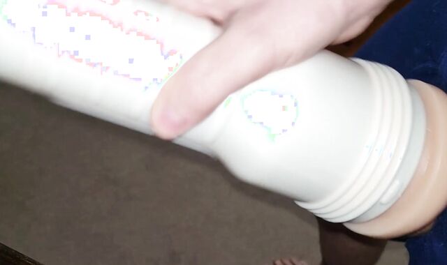 Using Riley Reid fleshlight before sofa while Roommate naps