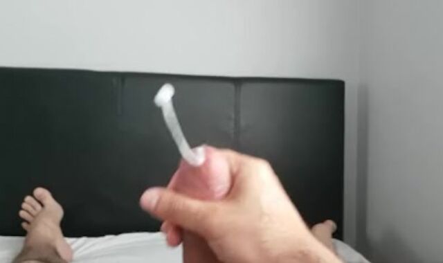 Fur Covered teenager faps schlong and blows a blast