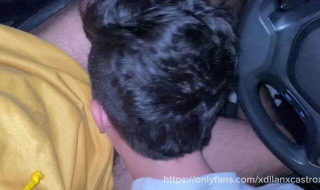 cruising uber fucks a college school doll rubber-free-for-all in the car in public and cums inside his backside outdoor