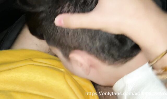 cruising uber fucks a college school doll rubber-free-for-all in the car in public and cums inside his backside outdoor