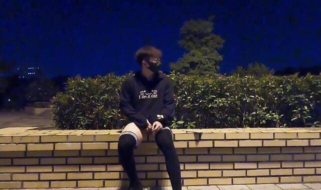 Dude in stockings masturbate in the park, boinked by a passing runner (Part 1)