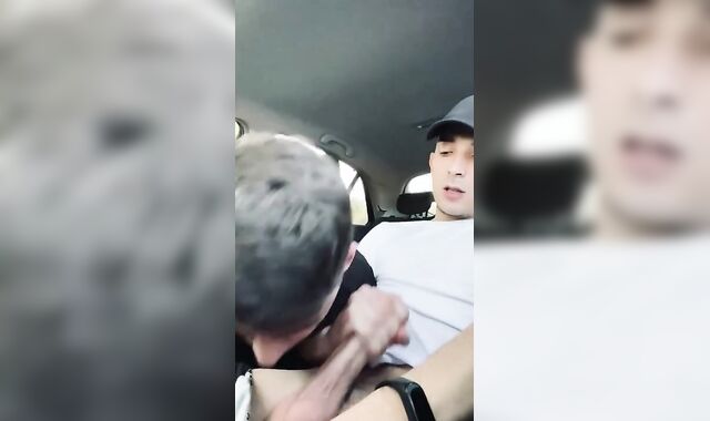 Daniel suck’s Jack chisel in truck outdoor