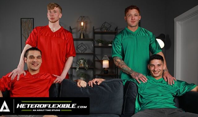 HETEROFLEXIBLE - Insatiable Gay Couple Jim Fit & Jeremiah Cruze Try Flapping With Their College Homies