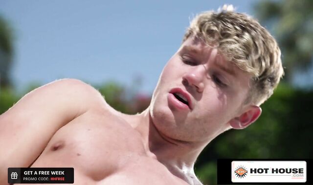 HotHouse - SCORCHING MUSCLED BEAR Humps Adorable Jock's Hard-On-Wringing Backside In The Pool