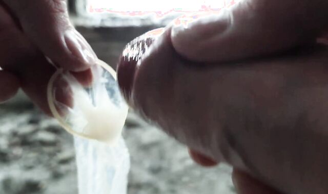 The janitor found a used love glove and added his portion of fellow goo