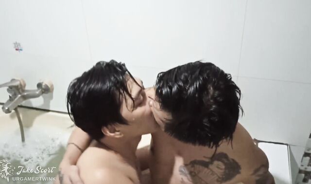 Romance, Teasing, and Hump with a Stellar Tatted Boy- 1 of 2- In the Bathtub