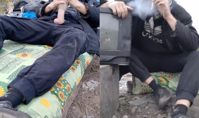 A homeless fellow found a masturbator in the rubbish and penetrated him rock rock-hard