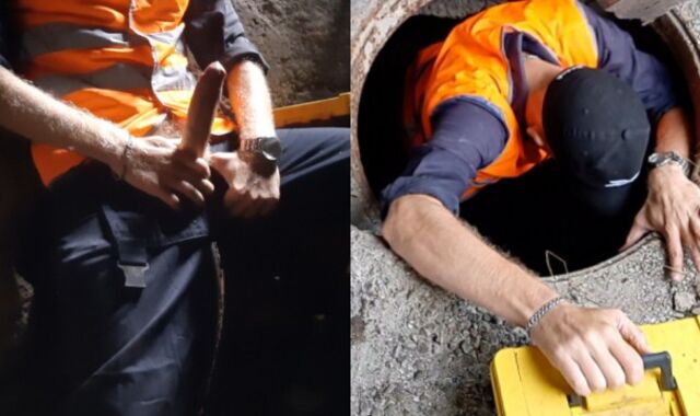 The plumber in the fellow crevice strokes to the found wondrous photographs of his boss