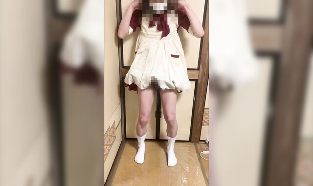 ワンピース女装オナニー