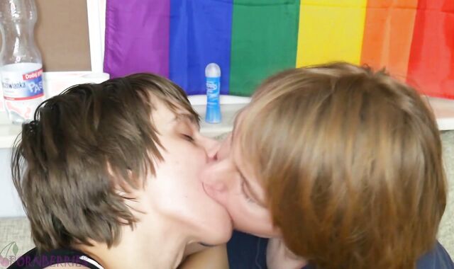 Boyfriends from Europe kiss each other deeply and passionately