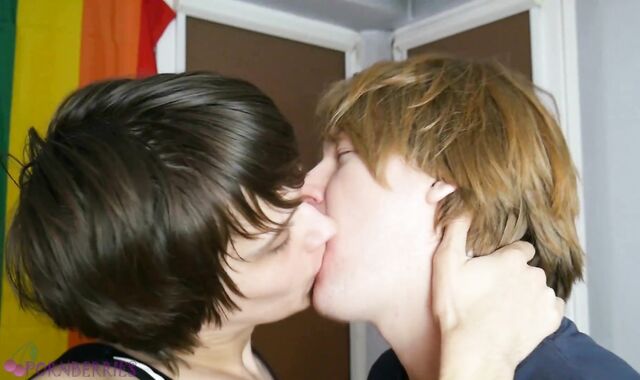Boyfriends from Europe kiss each other deeply and passionately