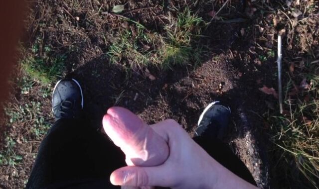 Draining my beef whistle and cumming in public - hd