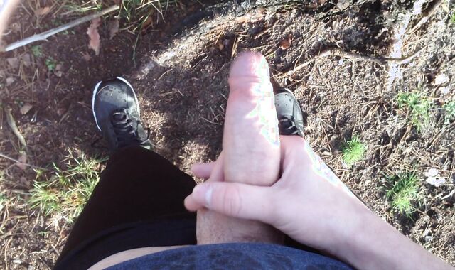 Draining my beef whistle and cumming in public - hd