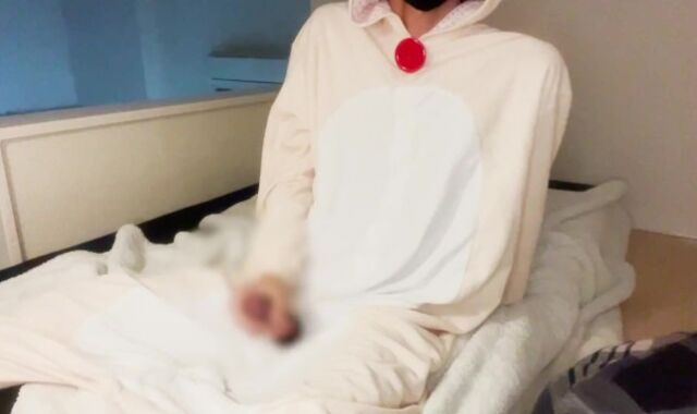 Forearms-on getting off with a shaft in a tucked teddy