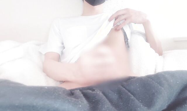 Frontal getting off while playing with nips of a dude with a great-sized trunk