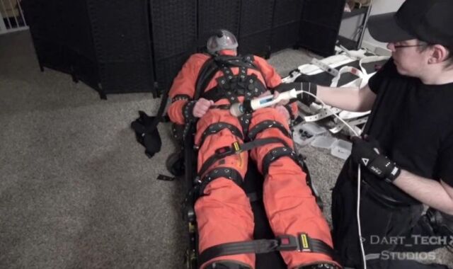 Male Marionette Straps In And Gets Vibrated By Dom