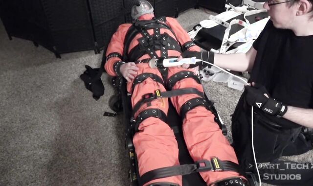 Male Marionette Straps In And Gets Vibrated By Dom