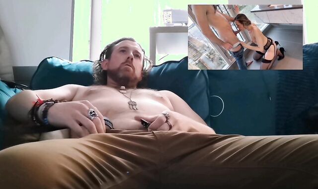 Tugging My Pulsating Rod While Observing Porn