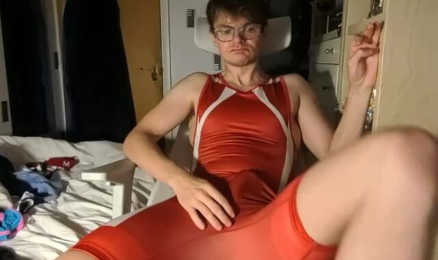 Cheeky Brit Edging in Asics Wrestling Singlet