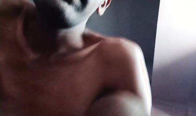 Rajesh stroking meatpipe and demonstrating butt, donk and cumming in the glass