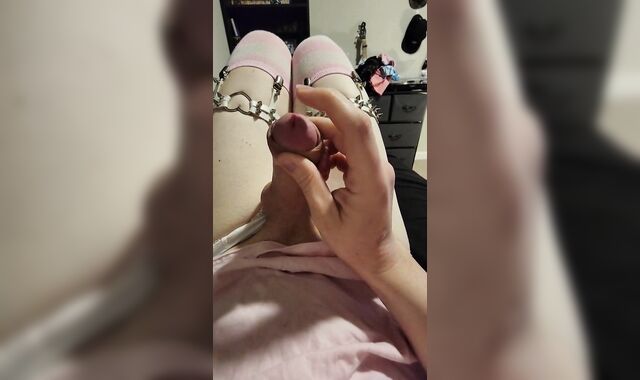 Adorable dude moans and pops in panties