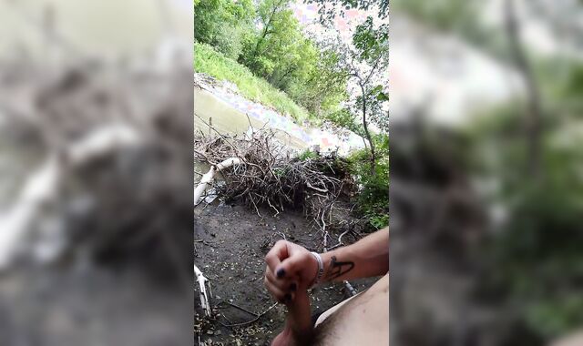 Tranquil masturbation by the river