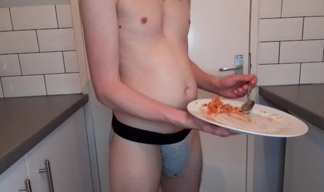 Stomach Catapulting, devouring an EXTRA LARGE plate of pasta