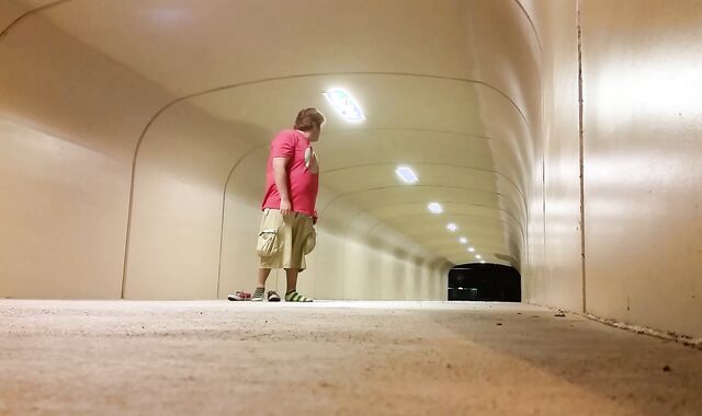 Chub Boy Plays With Himself Near Park