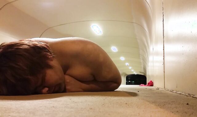 Chub Boy Plays With Himself Near Park