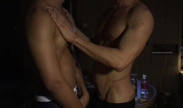 Chinese cubs lube rub down each other