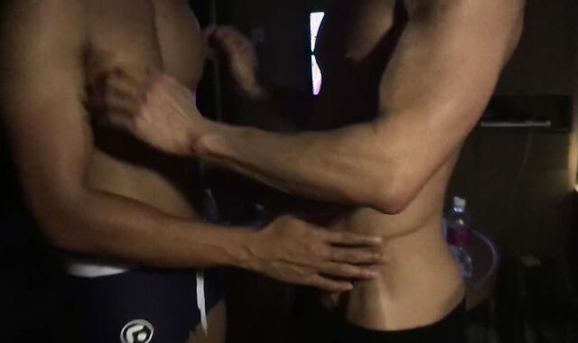 Chinese cubs lube rub down each other