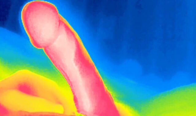 Thermal camera swelling, perceive the fever of my manstick and observe the white super-fucking-hot jizm