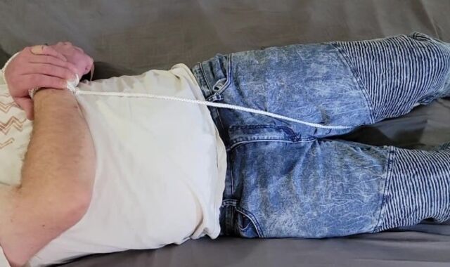 ___ bound me up on the bed and left me there for hours, with NO DOUCHE CRACKS!