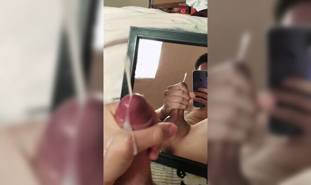 crimson-warm youngster nutting and displaying his ass