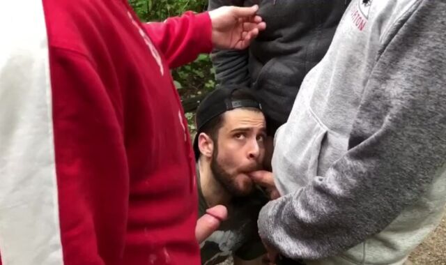 What guys do in the woods when they go camping