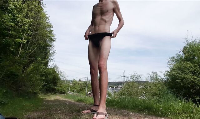 Kinky risky naked walk with coming instructs! bootlessly+jizm