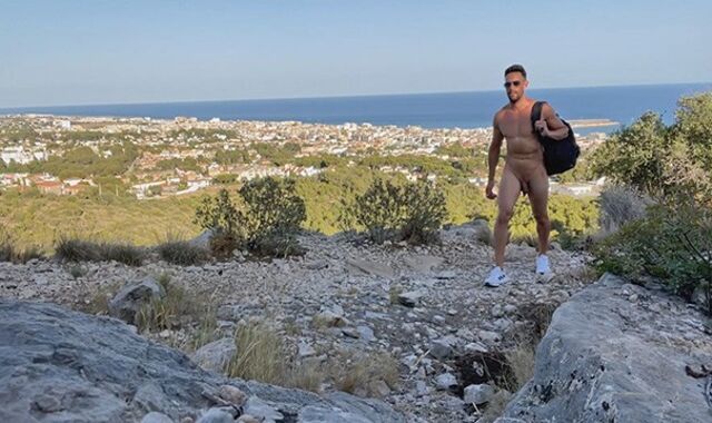 Aesthetic boy does nude hiking and gets caught