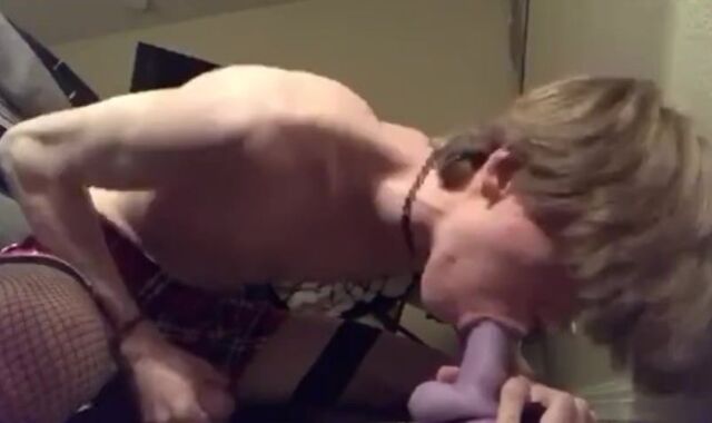 deep-deepthroating and nutting on my faux salami