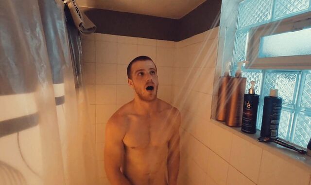 Crimson-Haired first-timer edges his partially stiff jism-shotgun and screams for you after taking a shower
